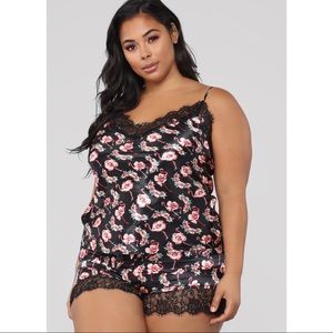 Satin Pajama Set - Red/Black